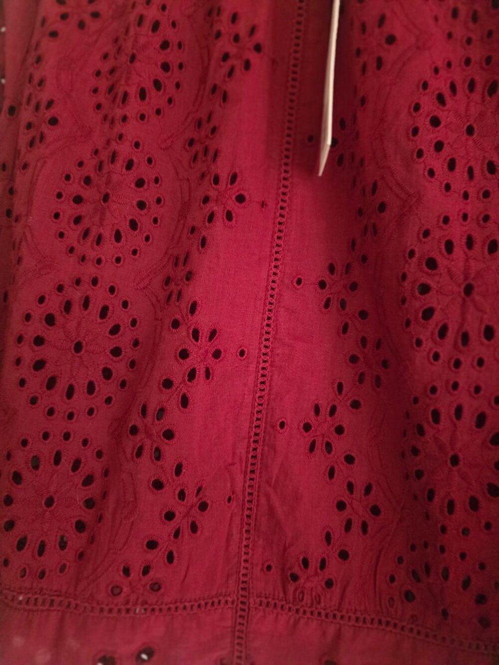 Jennifer & Grace Burgundy Eyelet Blouse L NWT - Picture 2 of 3